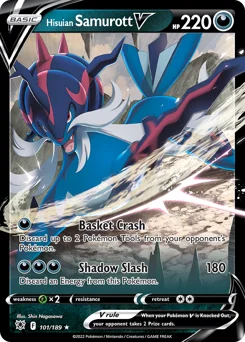 Hisuian Samurott V Pokemon card from Astral Radiance, card number 101