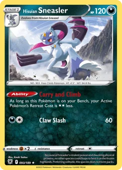 Hisuian Sneasler Pokemon card from Astral Radiance, card number 93