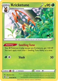 Kricketune Pokemon card from Astral Radiance, card number 10
