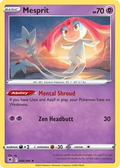 Mesprit Pokemon card from Astral Radiance, card number 66