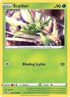 Scyther Pokemon card from Astral Radiance, card number 4