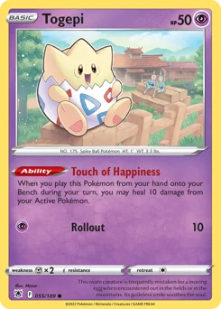Togepi Pokemon card from Astral Radiance, card number 55
