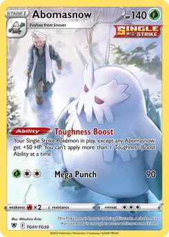 Abomasnow Pokemon card from Astral Radiance Trainer Gallery, card number TG01