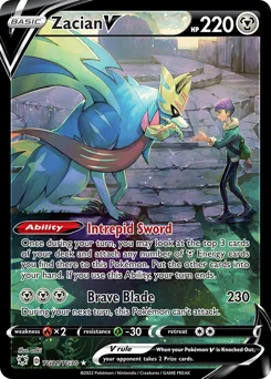 Zacian V Pokemon card from Astral Radiance Trainer Gallery, card number TG21