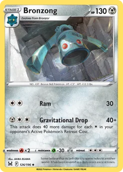 Bronzong Pokemon card from Lost Origin, card number 126