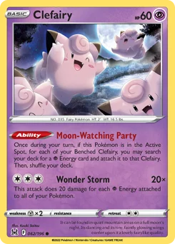 Clefairy Pokemon card from Lost Origin, card number 62