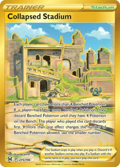Collapsed Stadium Pokemon card from Lost Origin, card number 215