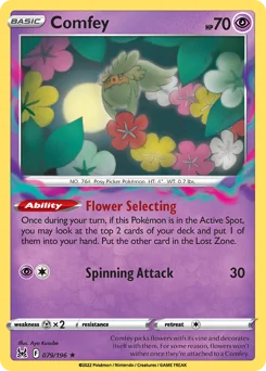Comfey Pokemon card from Lost Origin, card number 79