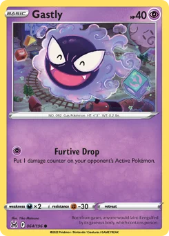 Gastly Pokemon card from Lost Origin, card number 64