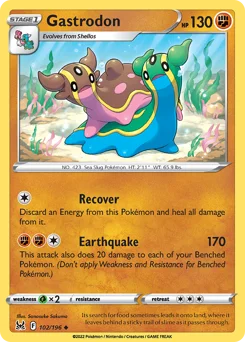 Gastrodon Pokemon card from Lost Origin, card number 102