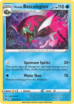 Hisuian Basculegion Pokemon card from Lost Origin, card number 45