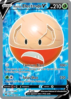 Hisuian Electrode V Pokemon card from Lost Origin, card number 172