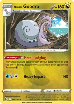 Hisuian Goodra Pokemon card from Lost Origin, card number 134