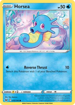 Horsea Pokemon card from Lost Origin, card number 35