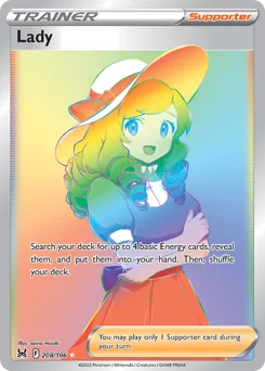 Lady Pokemon card from Lost Origin, card number 208