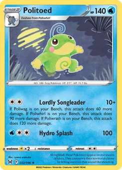 Politoed Pokemon card from Lost Origin, card number 32