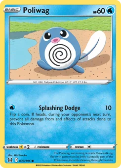 Poliwag Pokemon card from Lost Origin, card number 30