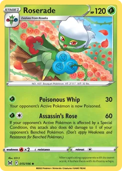 Roserade Pokemon card from Lost Origin, card number 15