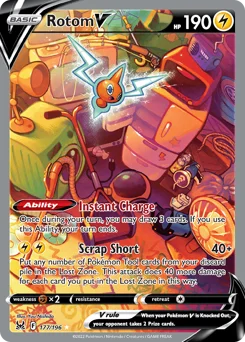 Rotom V Pokemon card from Lost Origin, card number 177