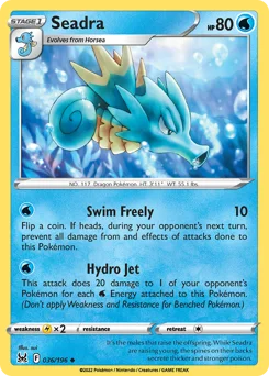 Seadra Pokemon card from Lost Origin, card number 36