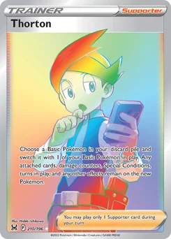 Thorton Pokemon card from Lost Origin, card number 210