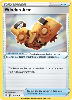 Windup Arm Pokemon card from Lost Origin, card number 170