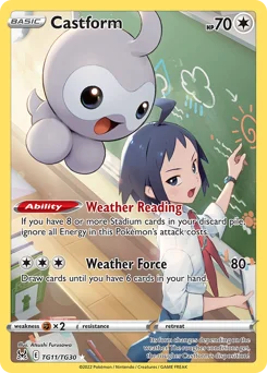 Castform Pokemon card from Lost Origin Trainer Gallery, card number TG11
