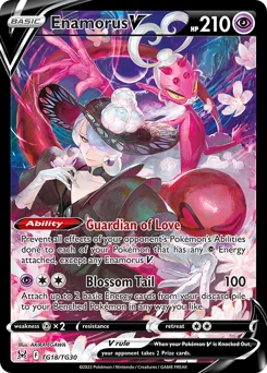 Enamorus V Pokemon card from Lost Origin Trainer Gallery, card number TG18