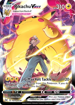 Pikachu VMAX Pokemon card from Lost Origin Trainer Gallery, card number TG17