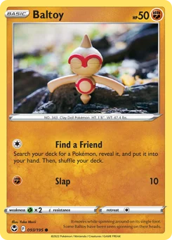 Baltoy Pokemon card from Silver Tempest, card number 93