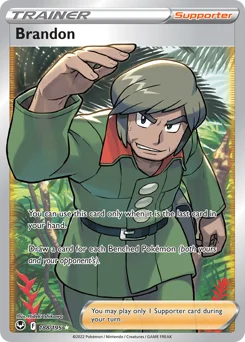 Brandon Pokemon card from Silver Tempest, card number 188