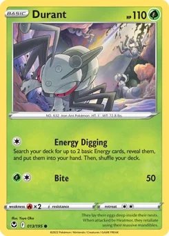 Durant Pokemon card from Silver Tempest, card number 13
