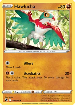 Hawlucha Pokemon card from Silver Tempest, card number 98