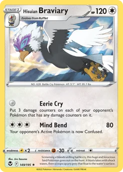 Hisuian Braviary Pokemon card from Silver Tempest, card number 149