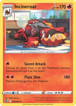 Incineroar Pokemon card from Silver Tempest, card number 32