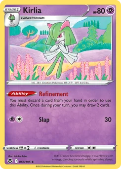Kirlia Pokemon card from Silver Tempest, card number 68