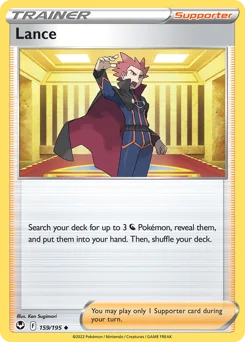 Lance Pokemon card from Silver Tempest, card number 159