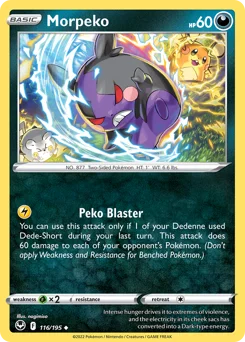 Morpeko Pokemon card from Silver Tempest, card number 116