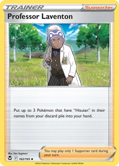 Professor Laventon Pokemon card from Silver Tempest, card number 162