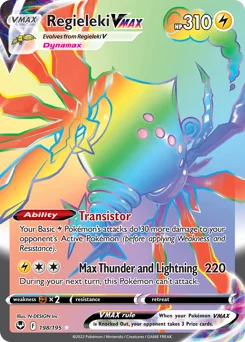 Regieleki VMAX Pokemon card from Silver Tempest, card number 198