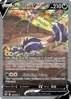 Skuntank V Pokemon card from Silver Tempest, card number 181