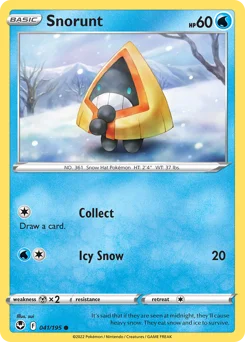 Snorunt Pokemon card from Silver Tempest, card number 41