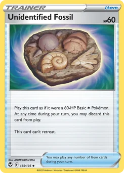 Unidentified Fossil Pokemon card from Silver Tempest, card number 165