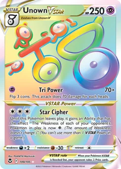 Unown VSTAR Pokemon card from Silver Tempest, card number 199