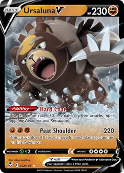 Ursaluna V Pokemon card from Silver Tempest, card number 102