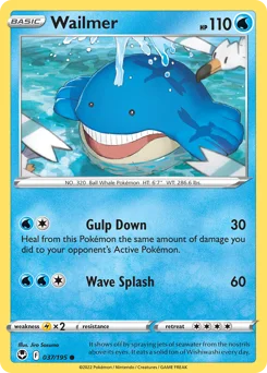 Wailmer Pokemon card from Silver Tempest, card number 37