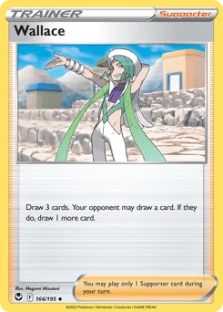 Wallace Pokemon card from Silver Tempest, card number 166