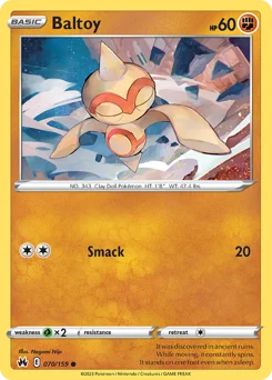 Baltoy Pokemon card from Crown Zenith, card number 70
