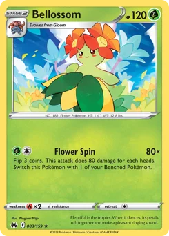 Bellossom Pokemon card from Crown Zenith, card number 3