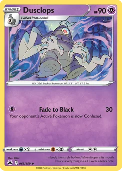 Dusclops Pokemon card from Crown Zenith, card number 63